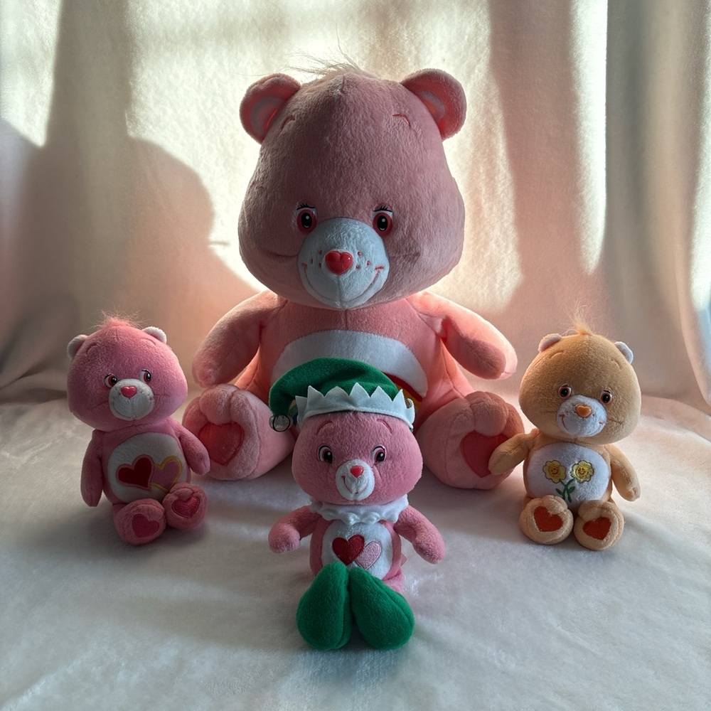 Vintage Lot of 2002, 2003, 2007 4 Care Bears - 16" & 8" - READ